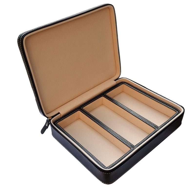 Beaufort 3 Slots PU Leather Eyeglasses Storage Box Sunglasses Box Jewelry Display Case Watch Box for Women Men - Image 1
